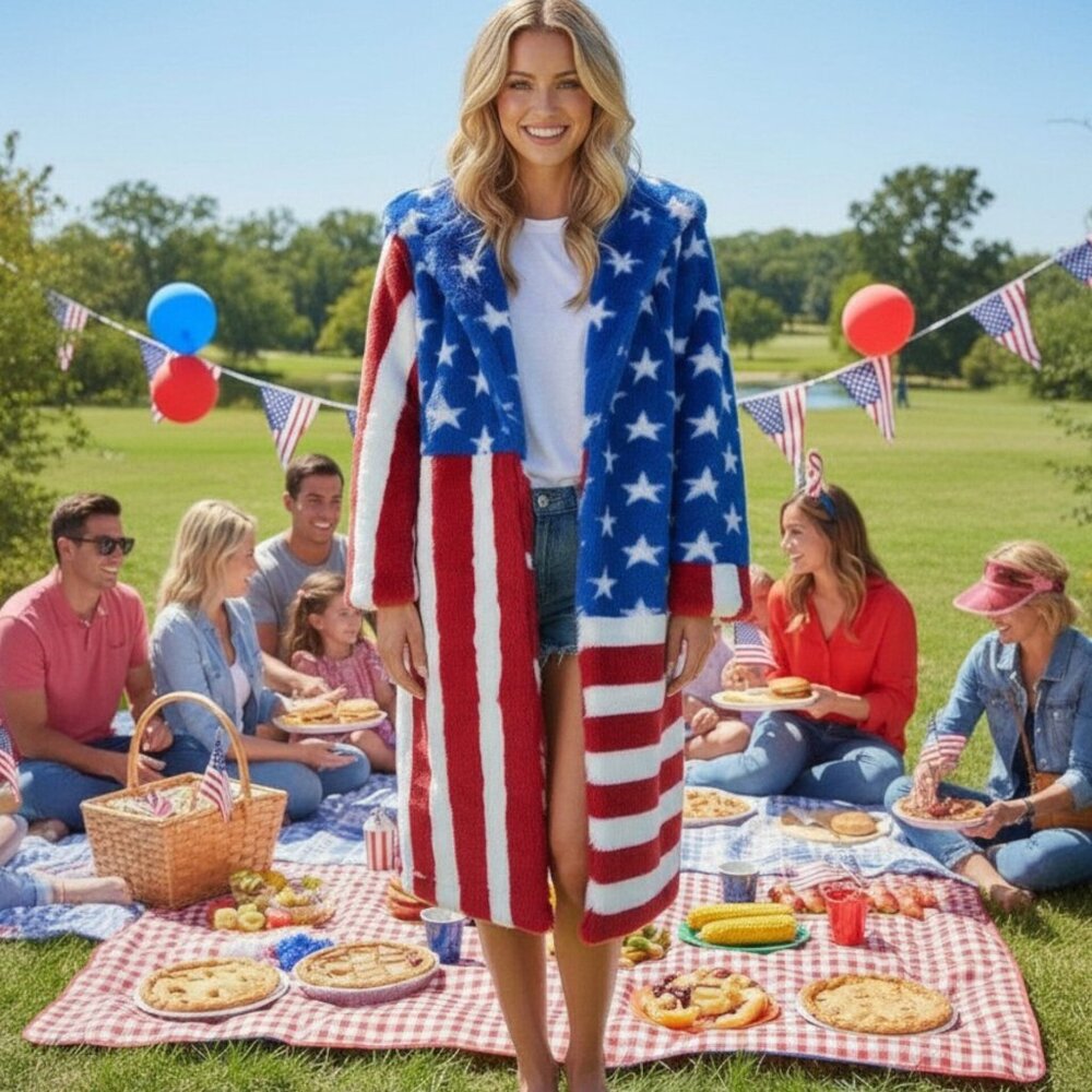 America Fur Coat Star and Stripes - Picture 4 of 4